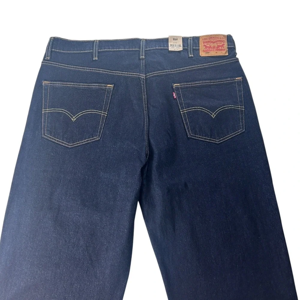 Levis 550 Relaxed Fit Big and Tall Mens Jeans 44x34 Dark Wash Stretch Denim‎ NEW